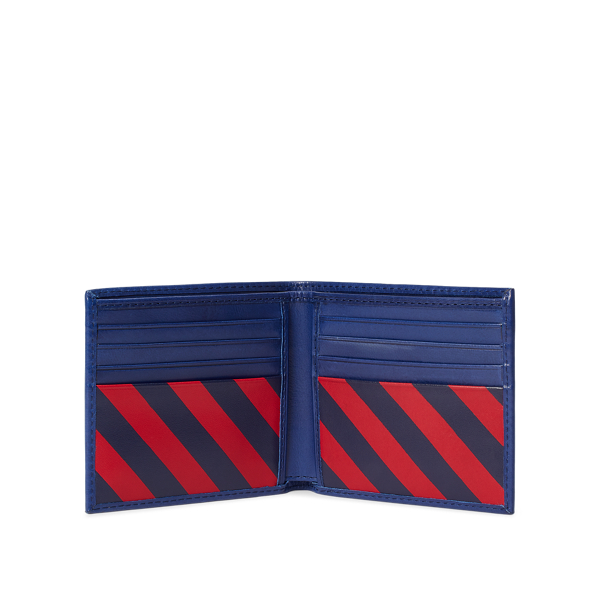 Blue/Navy/Red Repp-Stripe Leather Wallet Polo Ralph Lauren 3