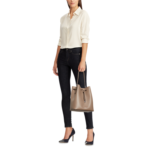 Taupe/Porcini Medium Debby Drawstring Bag Lauren 7