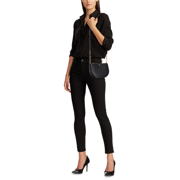 Black Leather Medium Crossbody Lauren 8