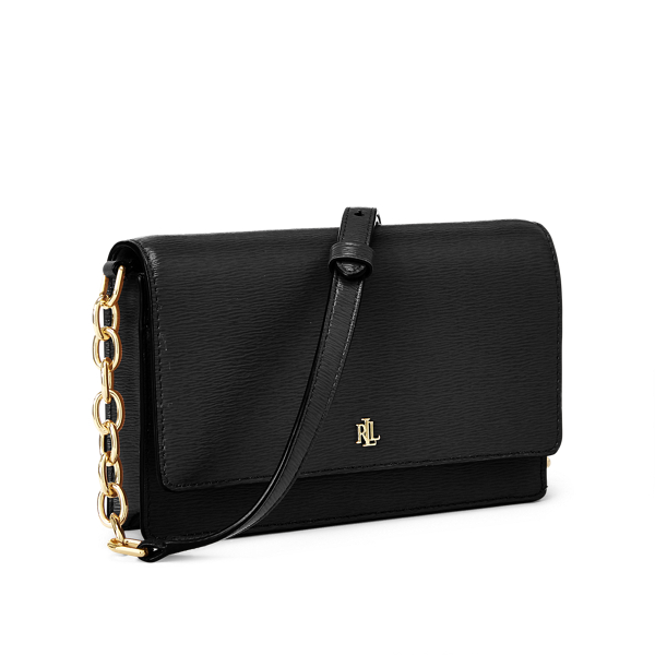Black Leather Medium Crossbody Bag Lauren 2