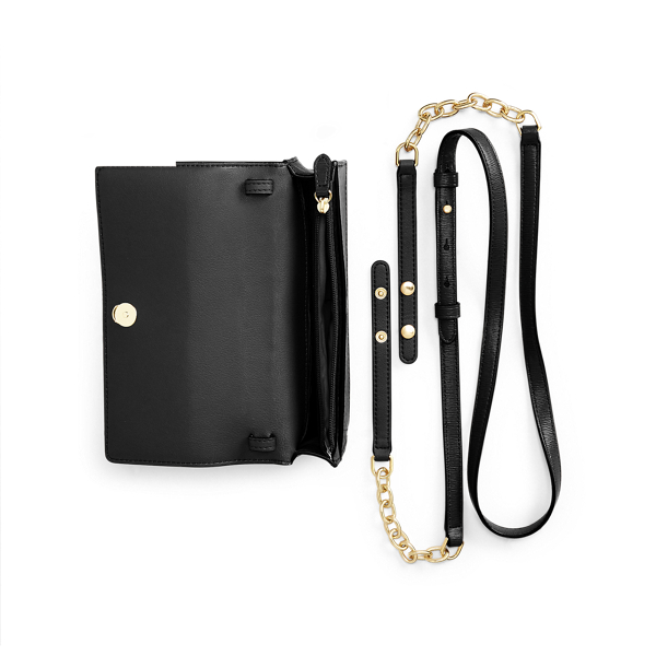 Black Leather Medium Crossbody Bag Lauren 4