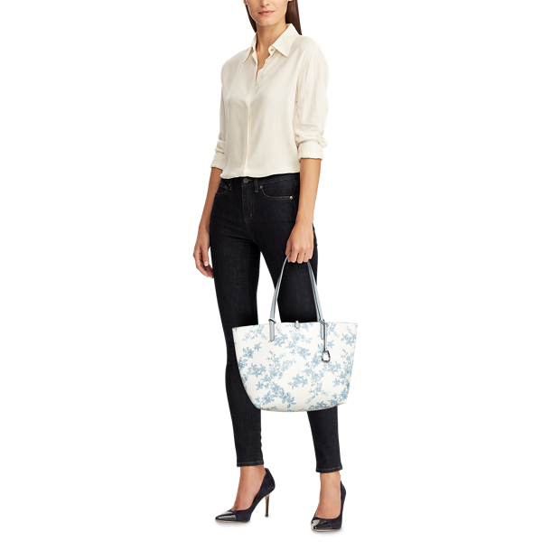 Garden Floral/Sky Faux-Leather Reversible Tote Lauren 7
