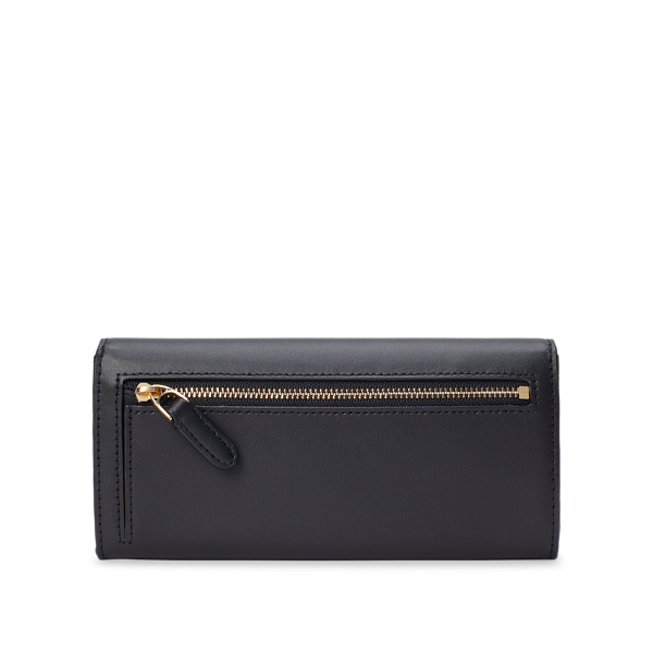 Black/Crimson Leather Continental Wallet Lauren 2