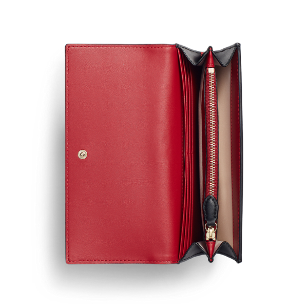 Black/Crimson Leather Continental Wallet Lauren 3