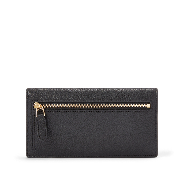 Black Slim Pebbled Leather Wallet Lauren 2