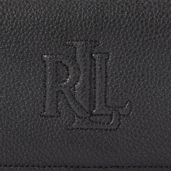 Black Slim Pebbled Leather Wallet Lauren 4