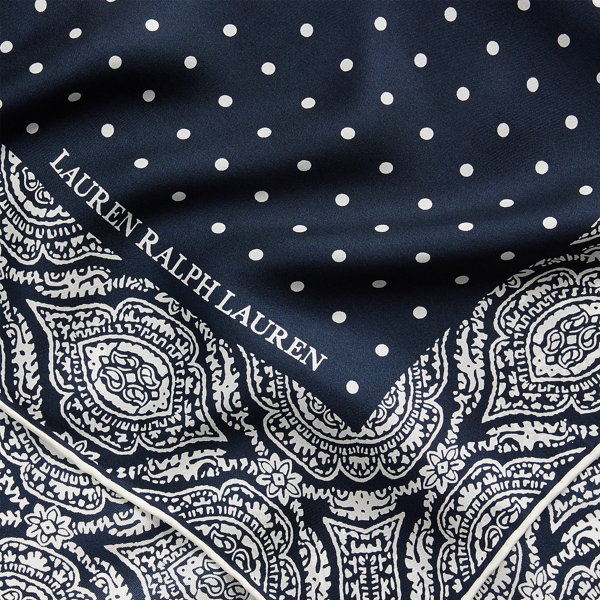 Navy Paloma Polka-Dot Silk Scarf Lauren 3
