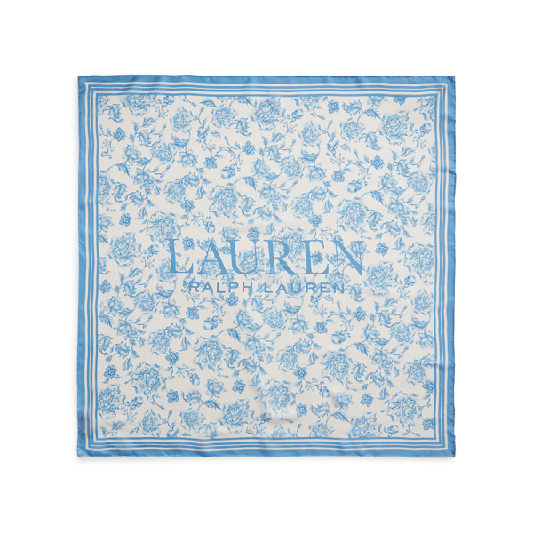 Cream/Toile Blue Alexa Floral Silk Scarf Lauren 2