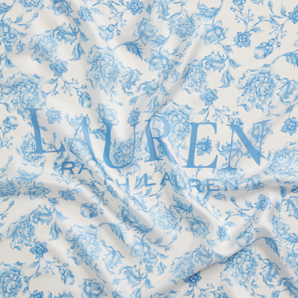 Cream/Toile Blue Alexa Floral Silk Scarf Lauren 3