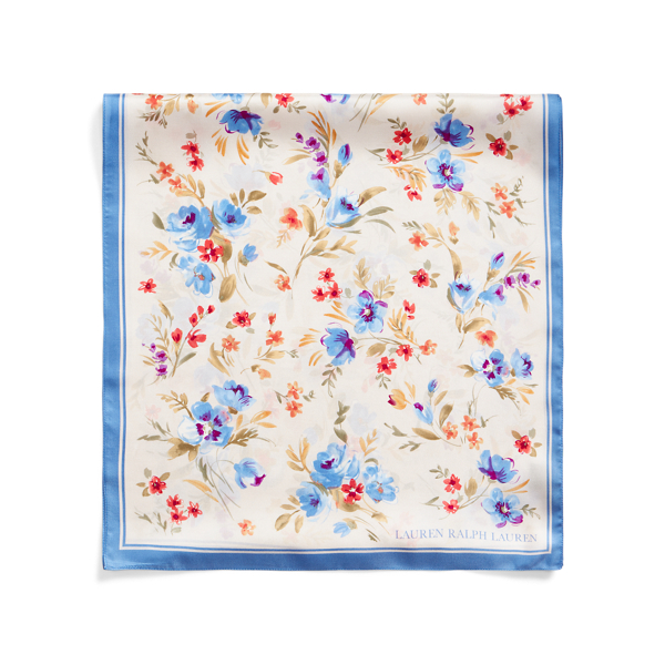 Mascarpone Cream Floral-Print Silk Scarf Lauren 2