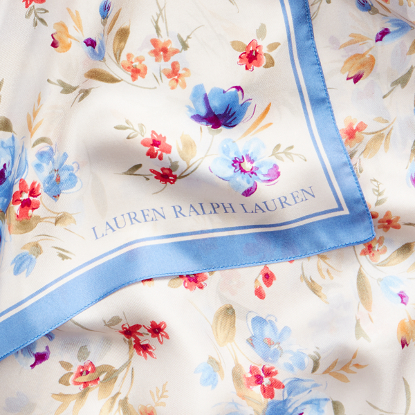 Mascarpone Cream Floral-Print Silk Scarf Lauren 3