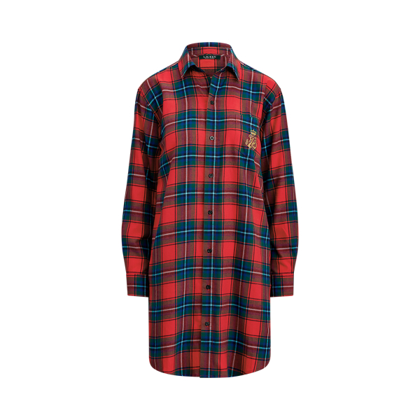 Plaid Cotton Twill Sleep Shirt