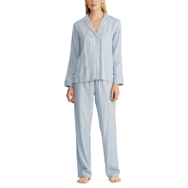 Blue Stripe Striped Sateen Pyjama Set Lauren 2