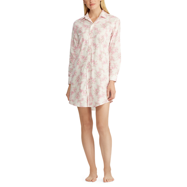 Ivory Print Floral Cotton Sleep Shirt Lauren 2