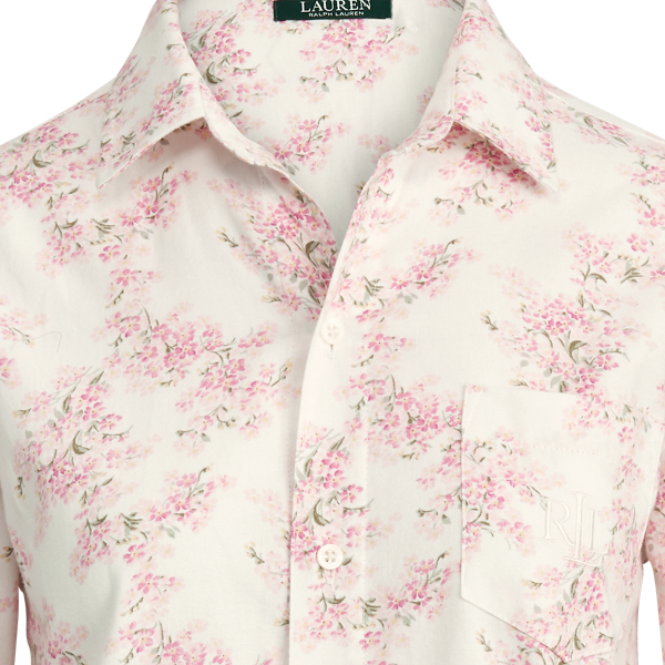 Ivory Print Floral Cotton Sleep Shirt Lauren 4