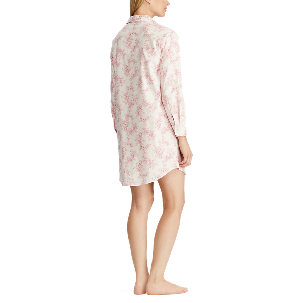 Ivory Print Floral Cotton Sleep Shirt Lauren 3