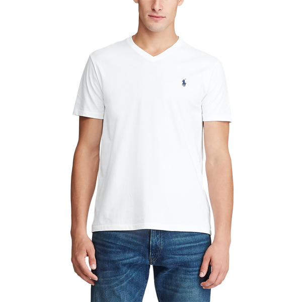 White Classic Fit V-Neck T-Shirt Polo Ralph Lauren 3