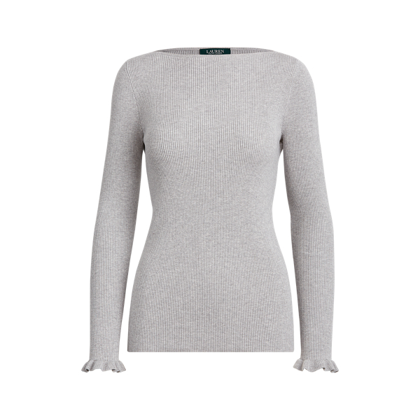 Ruffle-Cuff Ribbed Jumper Lauren 1