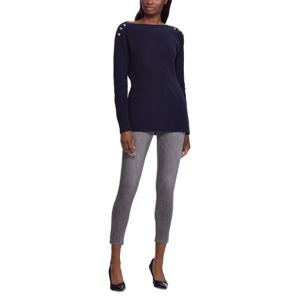 Lauren Navy Button-Trim Cotton Jumper Lauren 2