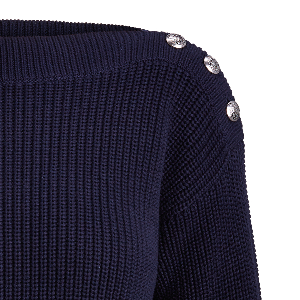 Lauren Navy Button-Trim Cotton Jumper Lauren 5