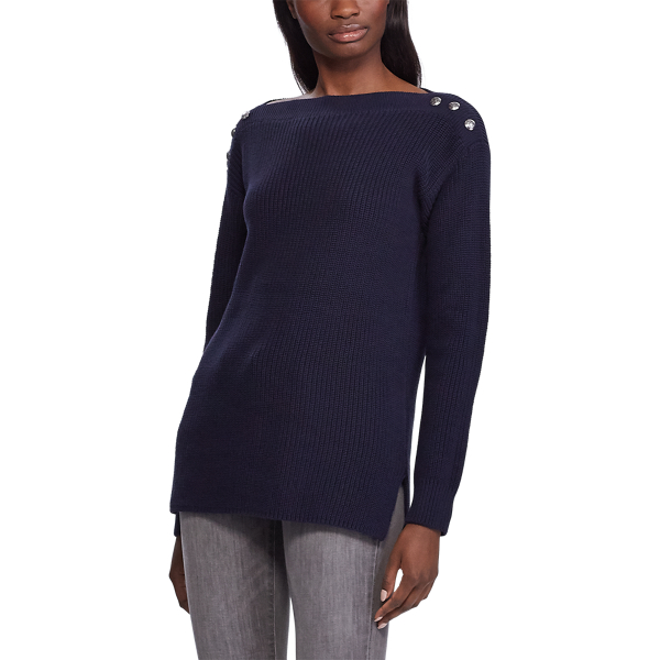 Lauren Navy Button-Trim Cotton Jumper Lauren 3