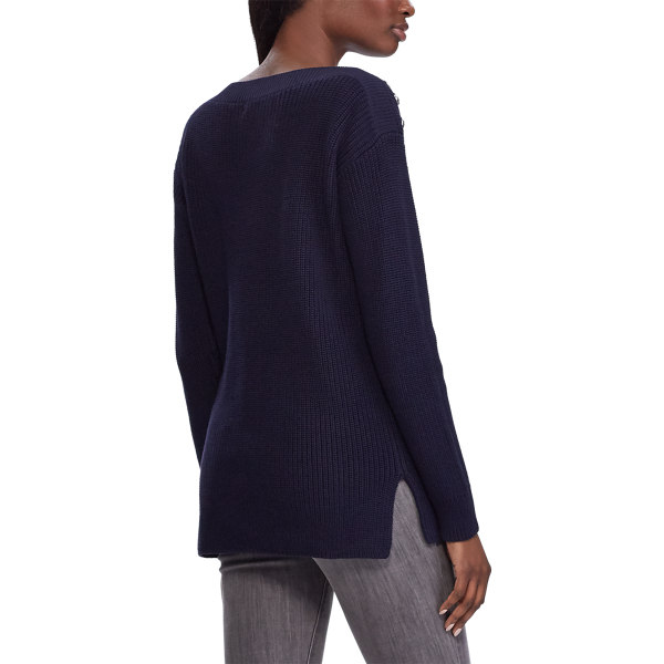 Lauren Navy Button-Trim Cotton Jumper Lauren 4