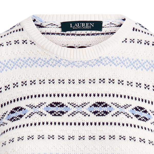 Mascarpone Cream Multi Fair Isle Cotton Jumper Lauren 5