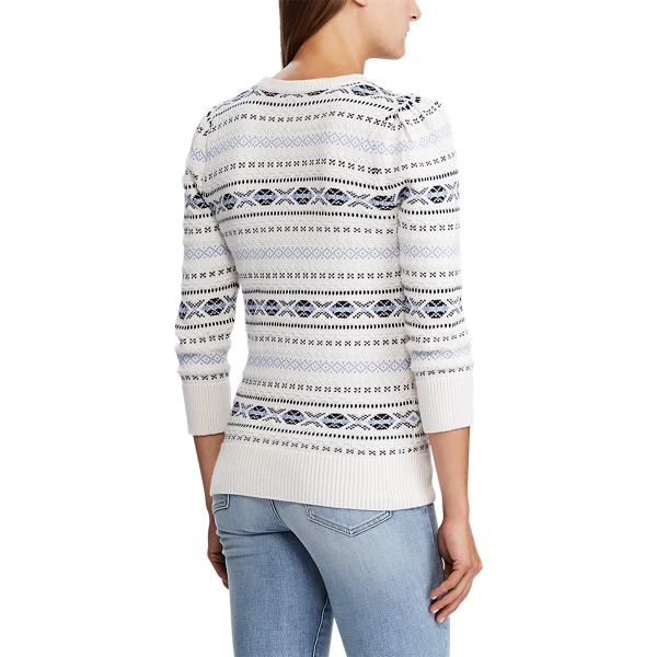 Mascarpone Cream Multi Fair Isle Cotton Jumper Lauren 4