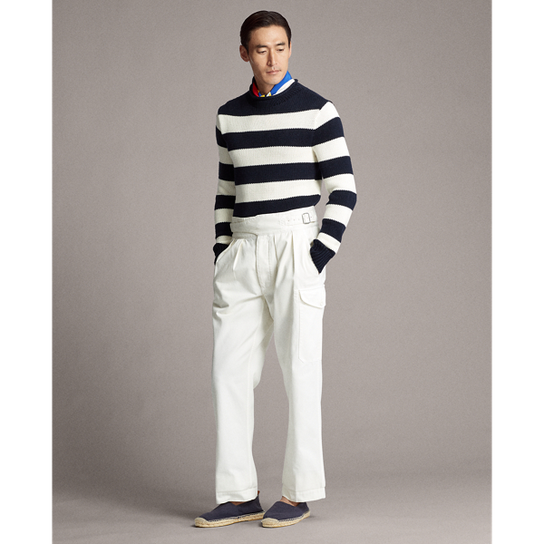Deckwash White Wide-Leg Cargo Jean Purple Label 4