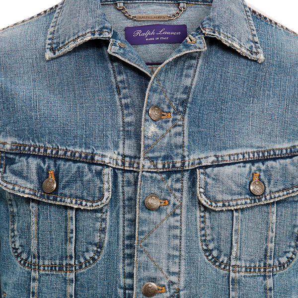 Baia Blu Indigo Denim Trucker Jacket Purple Label 7