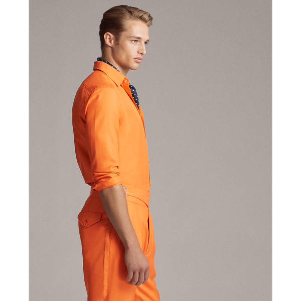 Orange Silk Shantung Shirt Purple Label 4