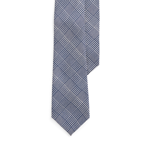 Navy/White Glen Plaid Silk Tie Purple Label 1