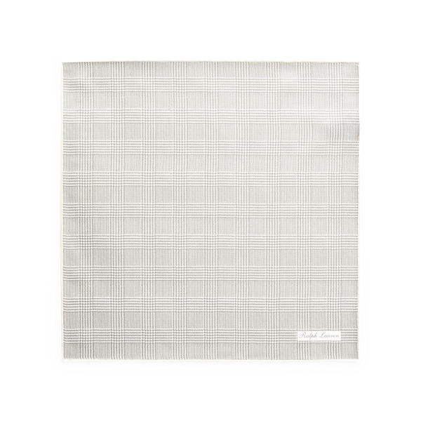 Grey/White Glen Plaid Silk Pocket Square Purple Label 2