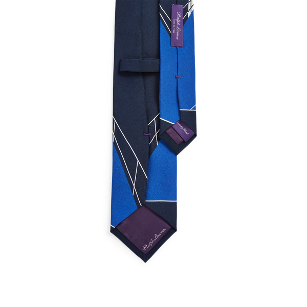 Navy Lighthouse-Print Silk Tie Purple Label 2
