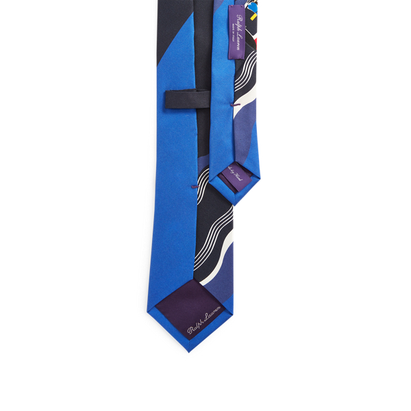 Navy/Royal Speedboat-Print Silk Tie Purple Label 2
