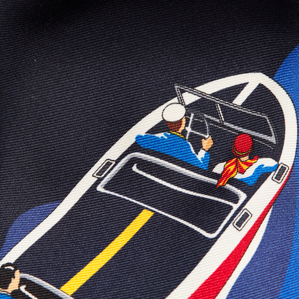 Navy/Royal Speedboat-Print Silk Tie Purple Label 3