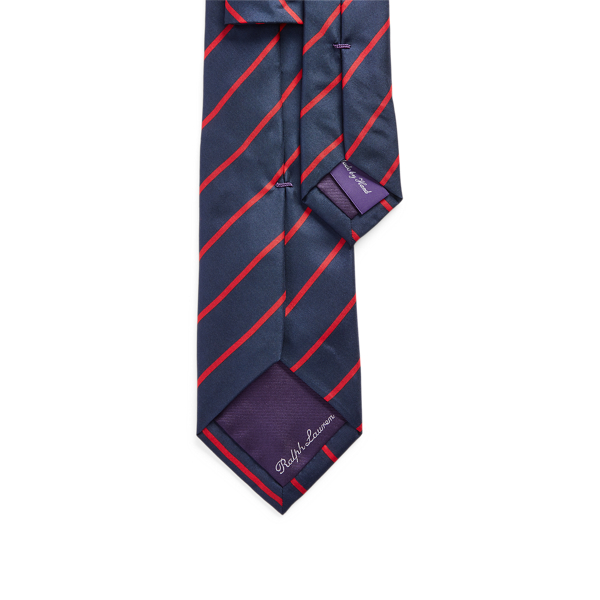 Navy/Red Striped Silk Habotai Tie Purple Label 2
