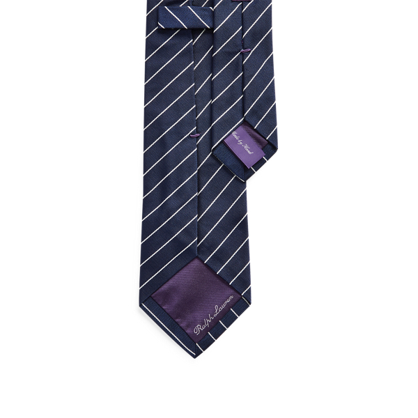 Navy/White Striped Silk Repp Tie Purple Label 2