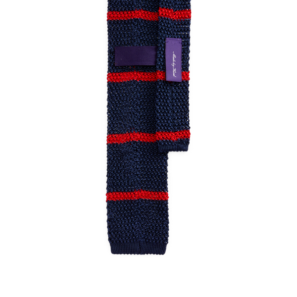 Navy/Red Striped Knit Silk Tie Purple Label 2