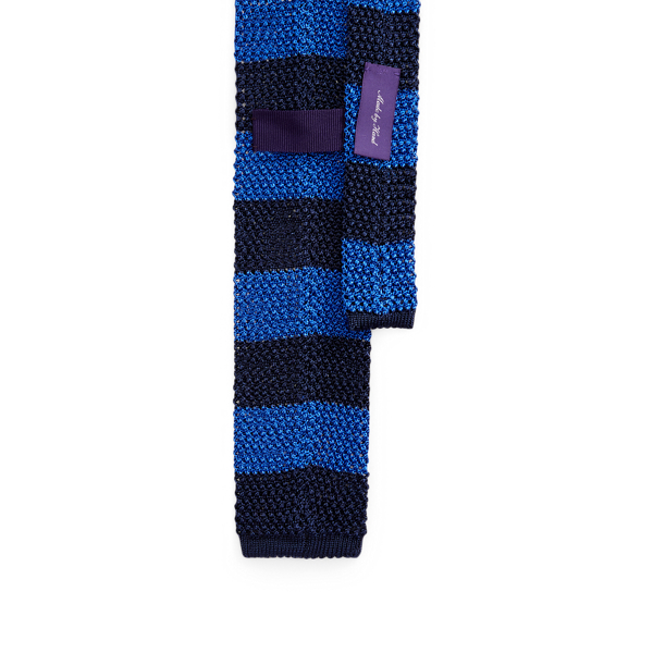 Navy/Royal Striped Knit Silk Tie Purple Label 2