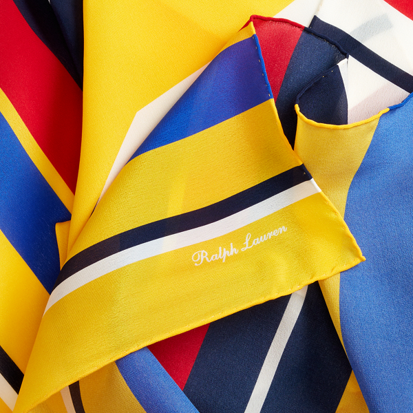 Yellow Geometric Silk Scarf Purple Label 3