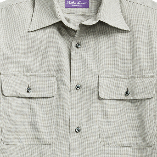Grey And Cream Tick-Weave Workshirt Purple Label 7