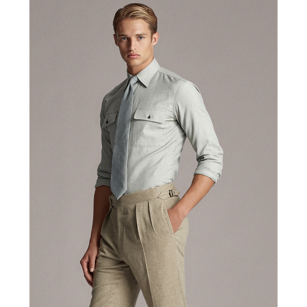 Grey And Cream Tick-Weave Workshirt Purple Label 4