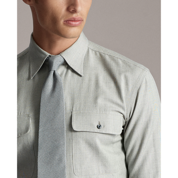 Grey And Cream Tick-Weave Workshirt Purple Label 6