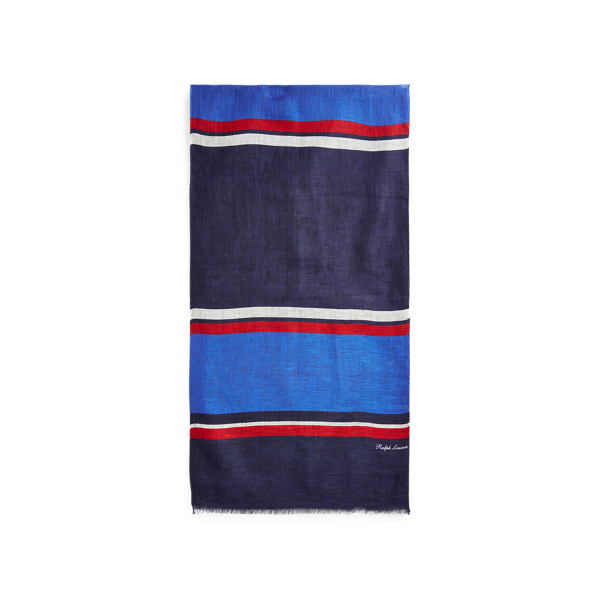 Navy/Red/White Striped Linen Scarf Purple Label 2