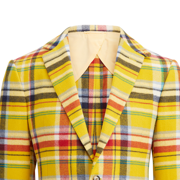 Yellow Multi Handmade Cashmere Sport Coat Purple Label 9