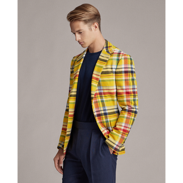 Yellow Multi Handmade Cashmere Sport Coat Purple Label 5