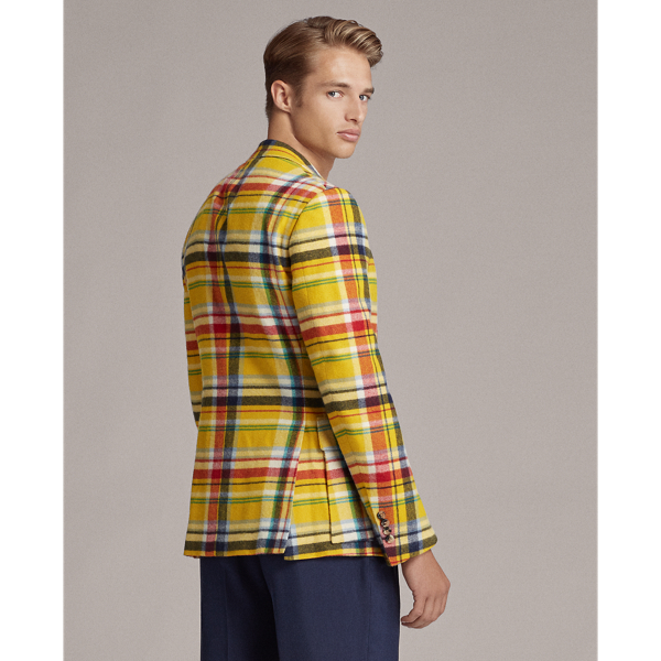 Yellow Multi Handmade Cashmere Sport Coat Purple Label 6