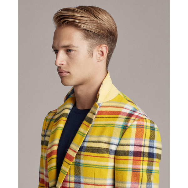 Yellow Multi Handmade Cashmere Sport Coat Purple Label 7