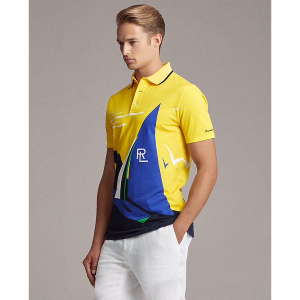 Bright Yellow Multi Custom Slim Fit Pique Polo Purple Label 5